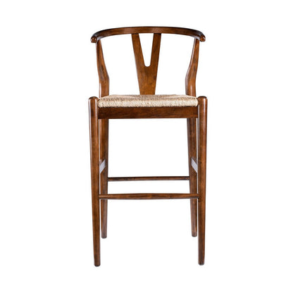 Benjara Cera Barstool Chair, Handwoven Rope Seat, Cappuccino Brown