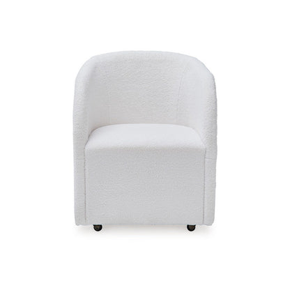 Benjara Robeck Dining Armchair Set of 2 with Wheels, Ivory Boucle Polyester