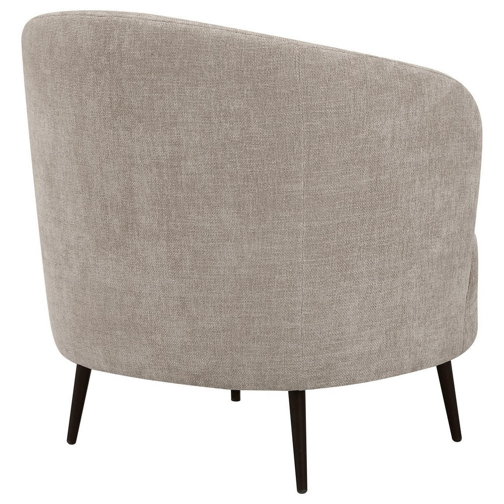 Benjara Zui Curved Accent Armchair, 33 Inch, Beige, Modern Sleek Tapered Metal Legs