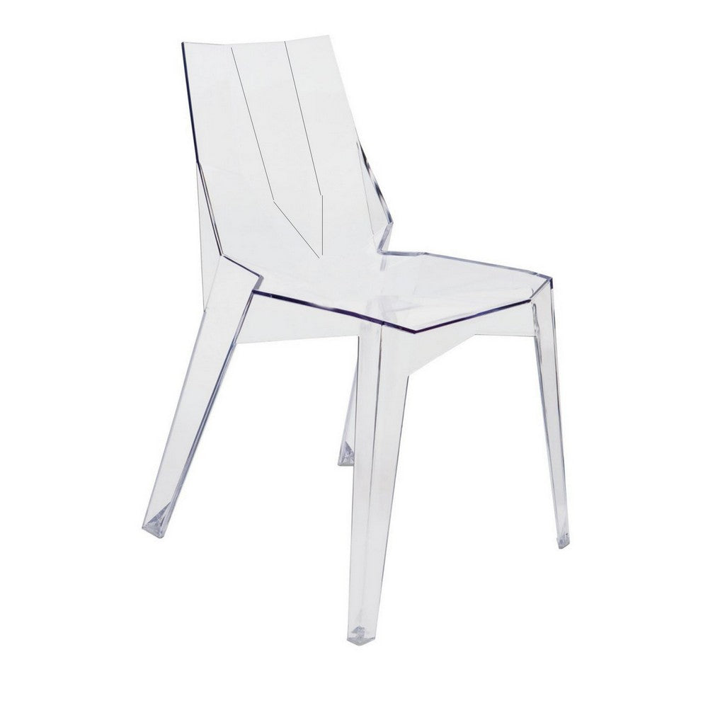Benjara Outdoor Dining Chair Set of 4, Geometric Design, Transparent Clear