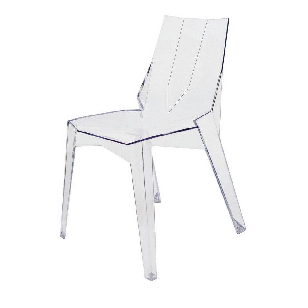 Benjara Outdoor Dining Chair Set of 4, Geometric Design, Transparent Clear