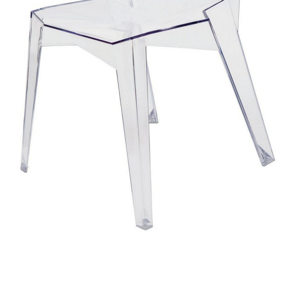 Benjara Outdoor Dining Chair Set of 4, Geometric Design, Transparent Clear