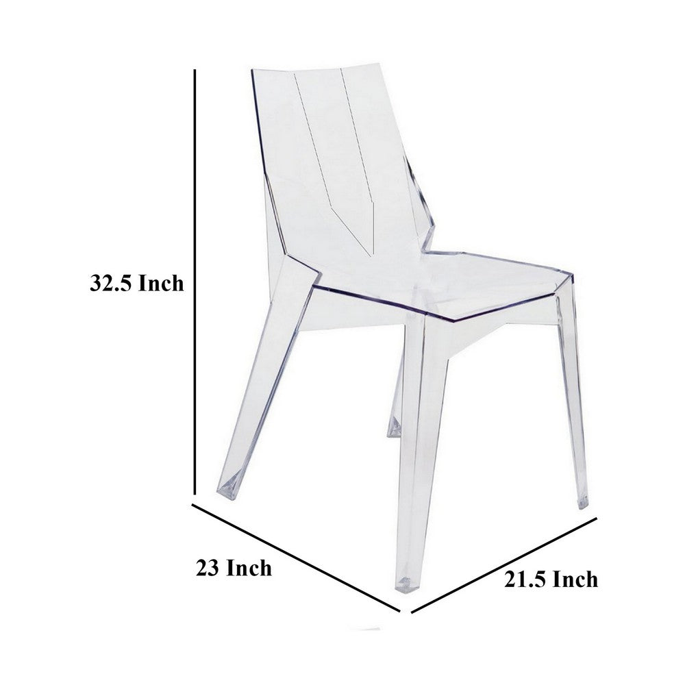 Benjara Outdoor Dining Chair Set of 4, Geometric Design, Transparent Clear
