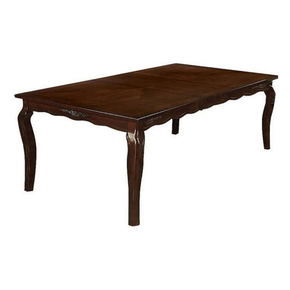 Benjara Viny 7pc Dining Table Set with 6 Fabric Chairs, Dark Walnut Solid Wood
