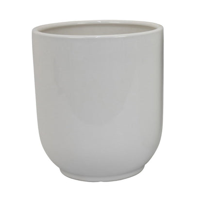 Benjara Lyna Accent Planter Set of 2, White Ceramic, Smooth Glossy Texture