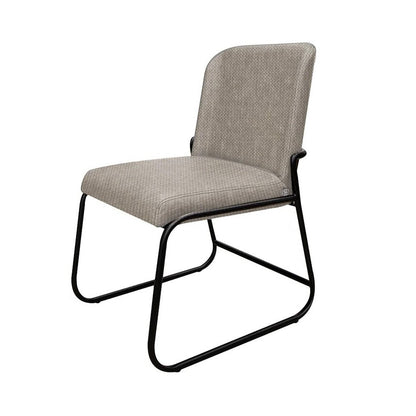 Benjara Jenny Dining Side Chair Set of 2, Beige Polyester, Black Iron Frame