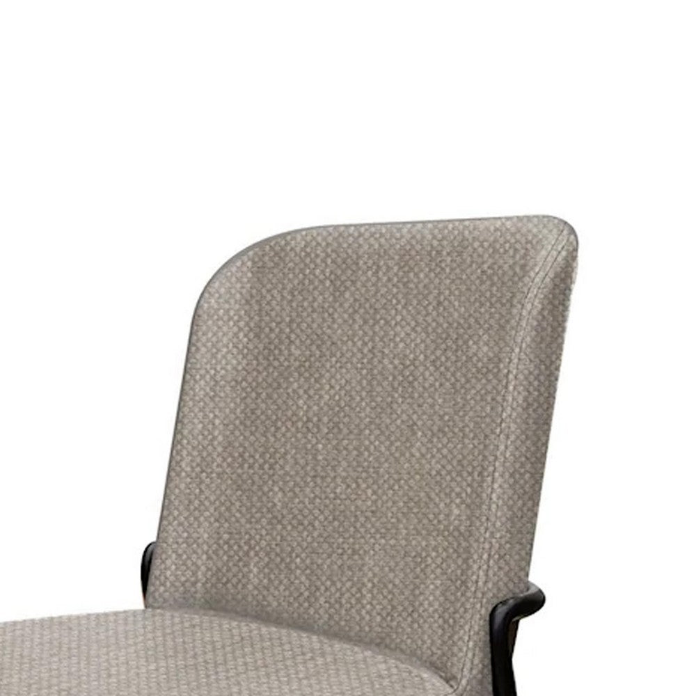 Benjara Jenny Dining Side Chair Set of 2, Beige Polyester, Black Iron Frame