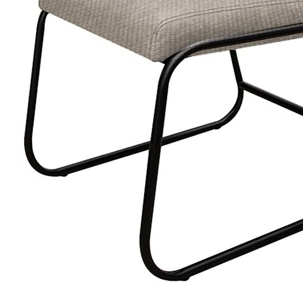 Benjara Jenny Dining Side Chair Set of 2, Beige Polyester, Black Iron Frame