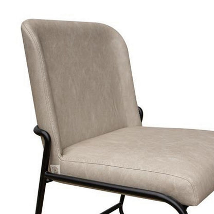 Benjara Jenny Dining Side Chair Set of 2, Gray Faux Leather, Black Iron Frame