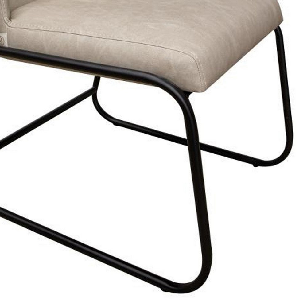 Benjara Jenny Dining Side Chair Set of 2, Gray Faux Leather, Black Iron Frame