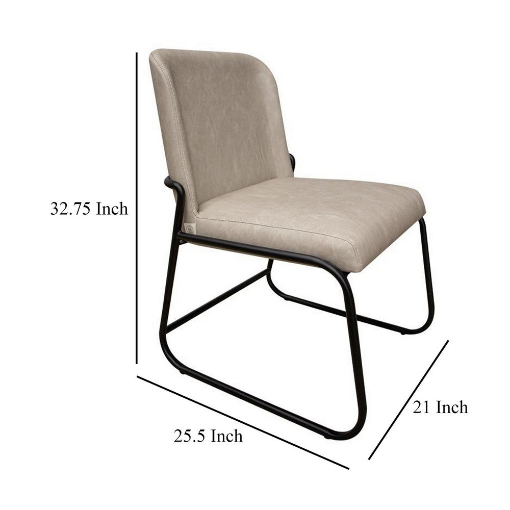 Benjara Jenny Dining Side Chair Set of 2, Gray Faux Leather, Black Iron Frame