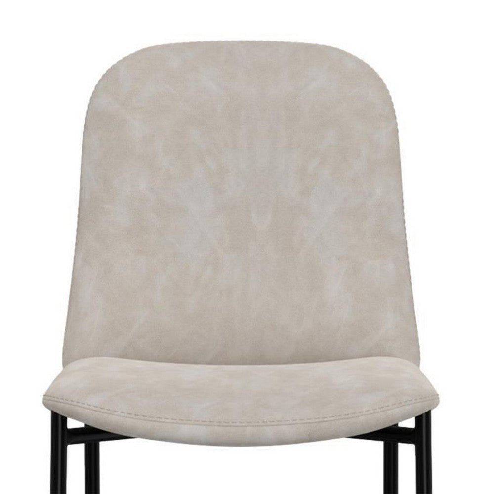 Benjara Phoebe Counter Height Chair, Gray Faux Leather, Black Metal, 24 Inch