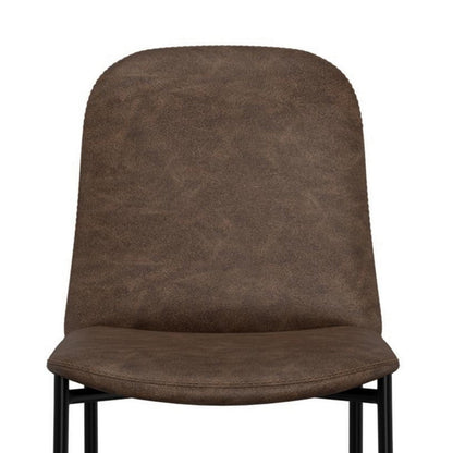 Benjara Phoebe Counter Height Chair, Brown Faux Leather, Black Metal, 24 Inch
