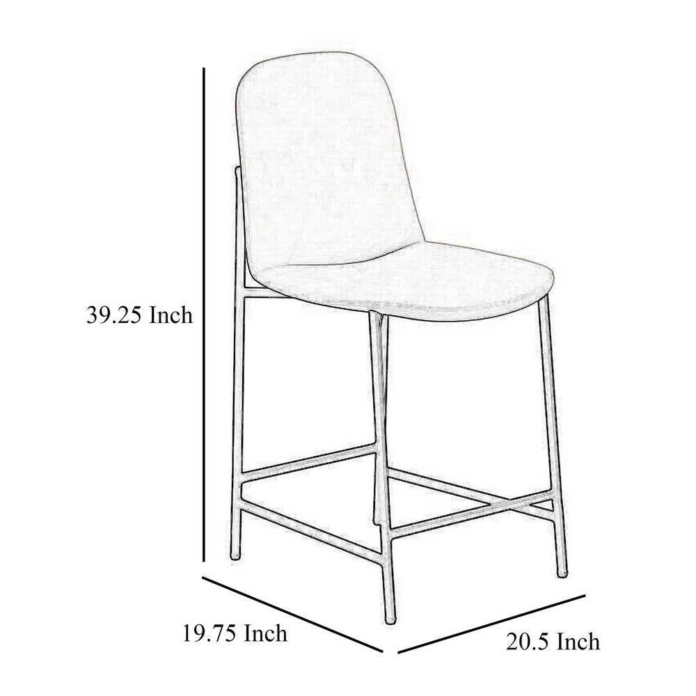 Benjara Phoebe Counter Height Chair, Brown Faux Leather, Black Metal, 24 Inch