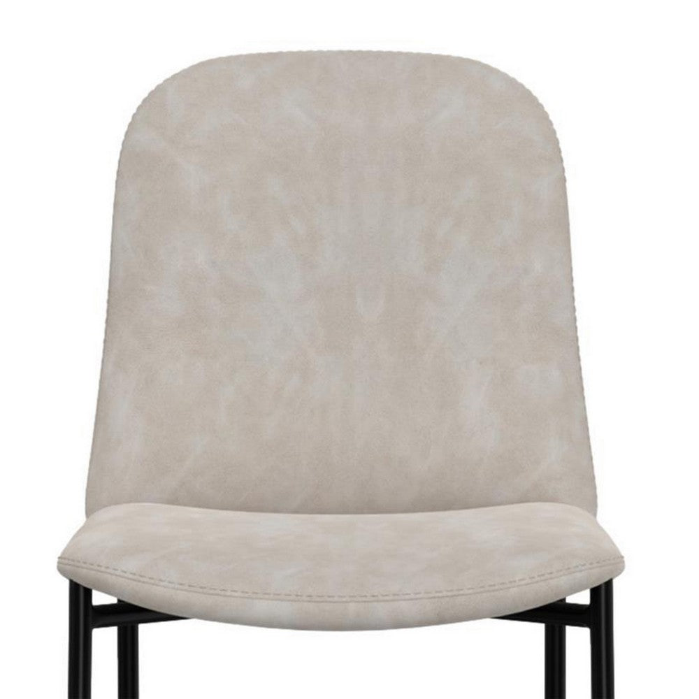 Benjara Phoebe Bar Height Chair, Gray Faux Leather, Black Metal, 30 Inch
