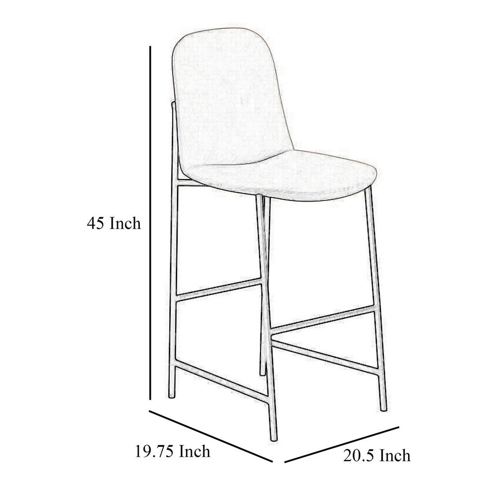 Benjara Phoebe Bar Height Chair, Brown Faux Leather, Black Metal Legs, 30 Inch