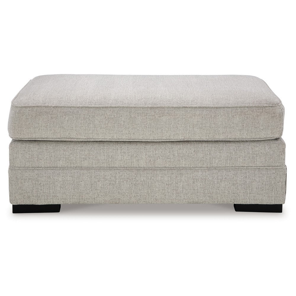 Benjara Shelyn Accent Ottoman Bench, Modern Light Sand Gray Polyester 43 Inch