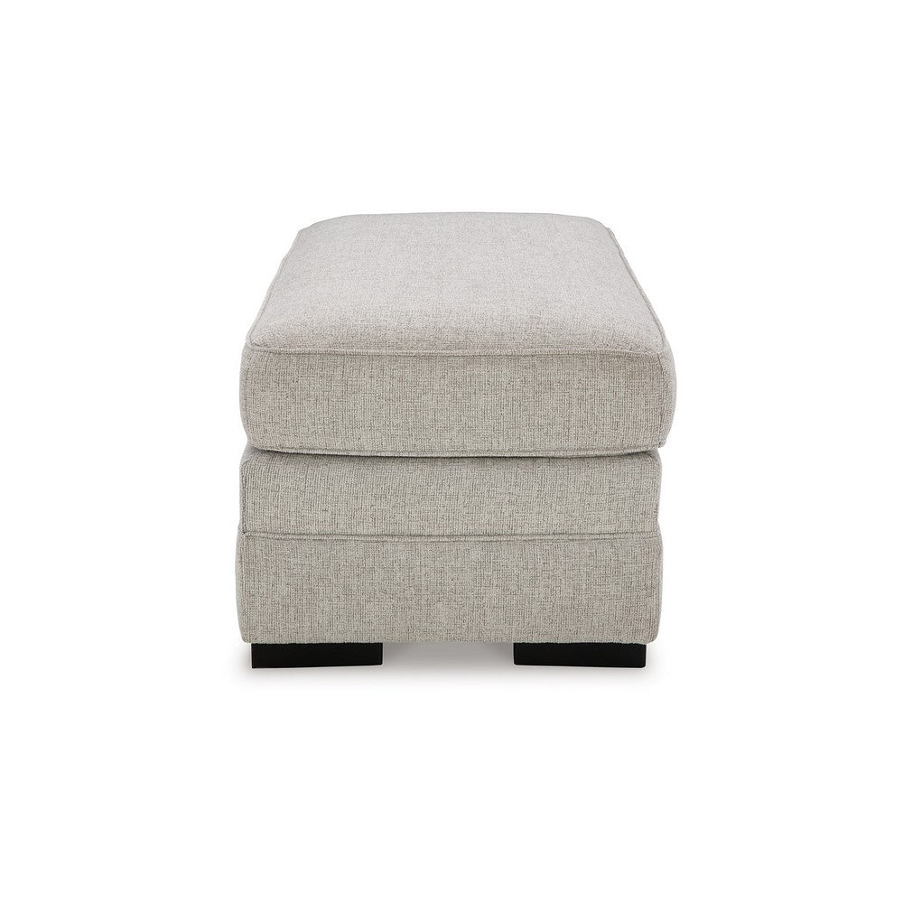 Benjara Shelyn Accent Ottoman Bench, Modern Light Sand Gray Polyester 43 Inch