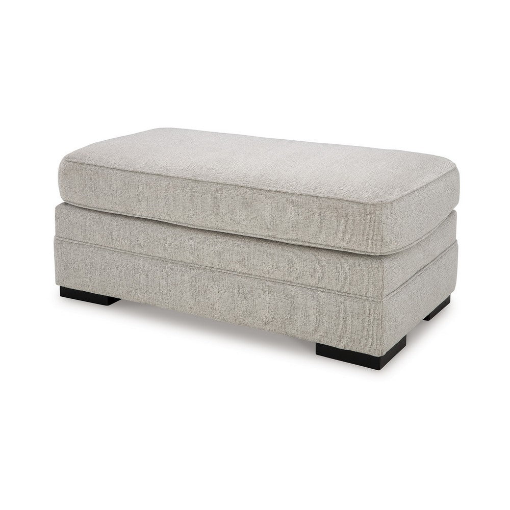 Benjara Shelyn Accent Ottoman Bench, Modern Light Sand Gray Polyester 43 Inch