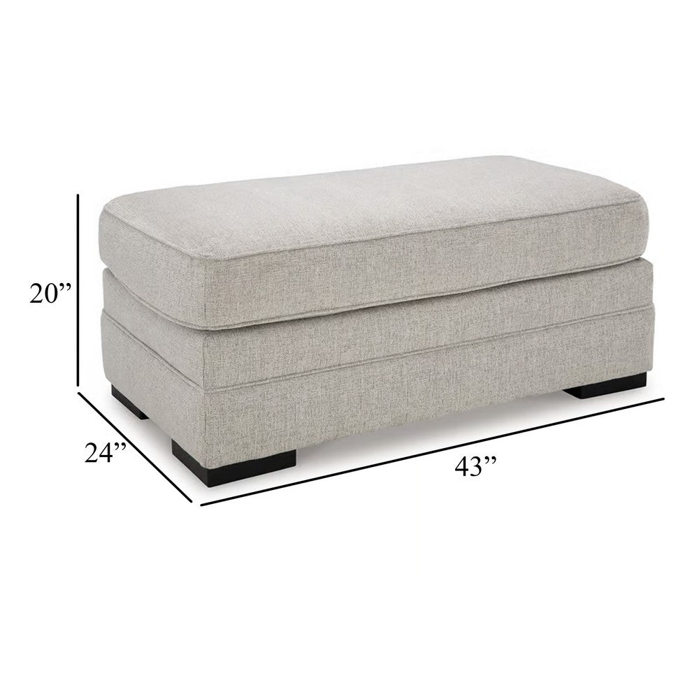 Benjara Shelyn Accent Ottoman Bench, Modern Light Sand Gray Polyester 43 Inch
