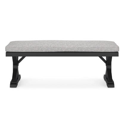 Benjara Tira Outdoor Bench, Gray Nuvella, 54 Inch, Black Wicker Trestle Base