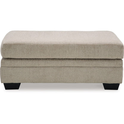 Benjara Ead Ottoman Bench, 44 Inch Soft Taupe Brown Polyester, Faux Wood Legs