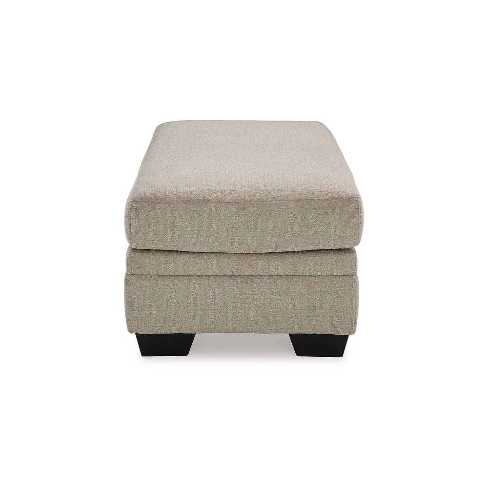 Benjara Ead Ottoman Bench, 44 Inch Soft Taupe Brown Polyester, Faux Wood Legs