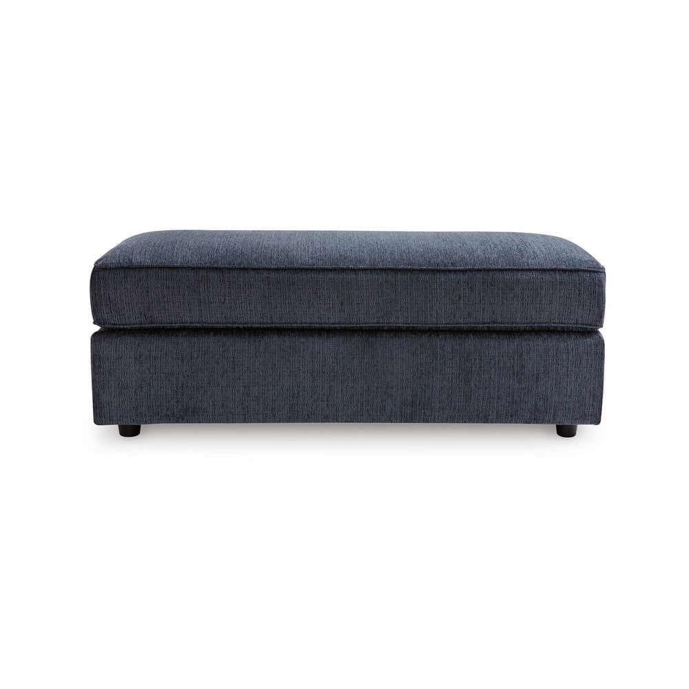 Benjara Alfie Oversized Ottoman Bench, Blue Polyester, 43 Inch Rectangular