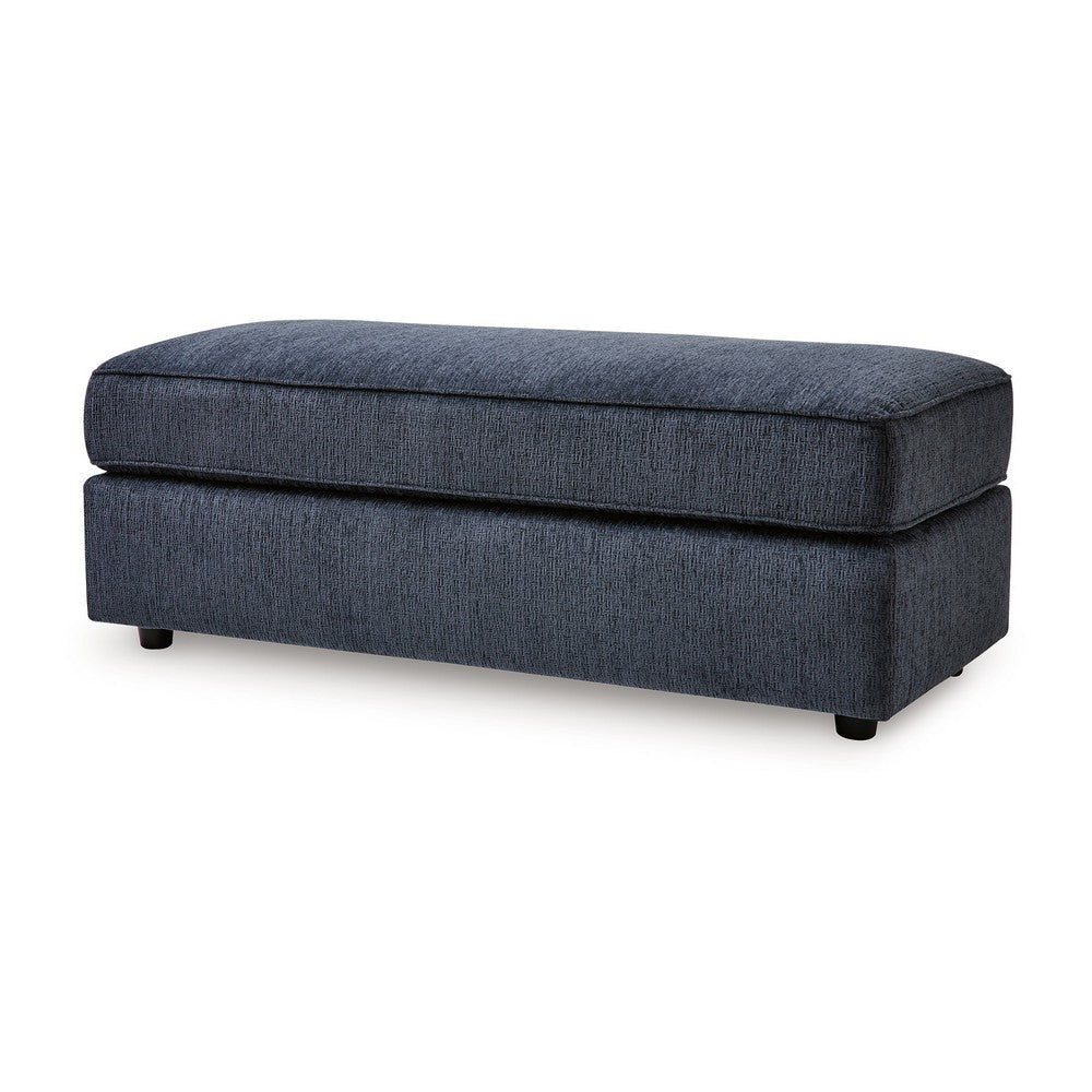 Benjara Alfie Oversized Ottoman Bench, Blue Polyester, 43 Inch Rectangular
