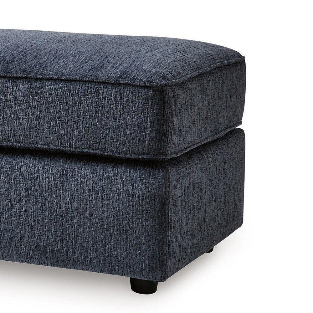 Benjara Alfie Oversized Ottoman Bench, Blue Polyester, 43 Inch Rectangular