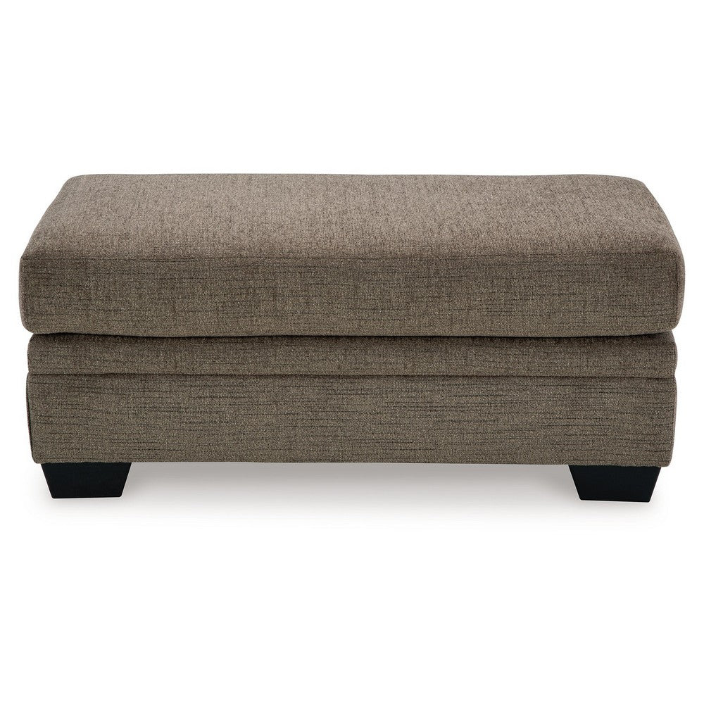 Benjara Ead Rectangular Ottoman Bench, Nutmeg Brown Polyester 24x44 Inch