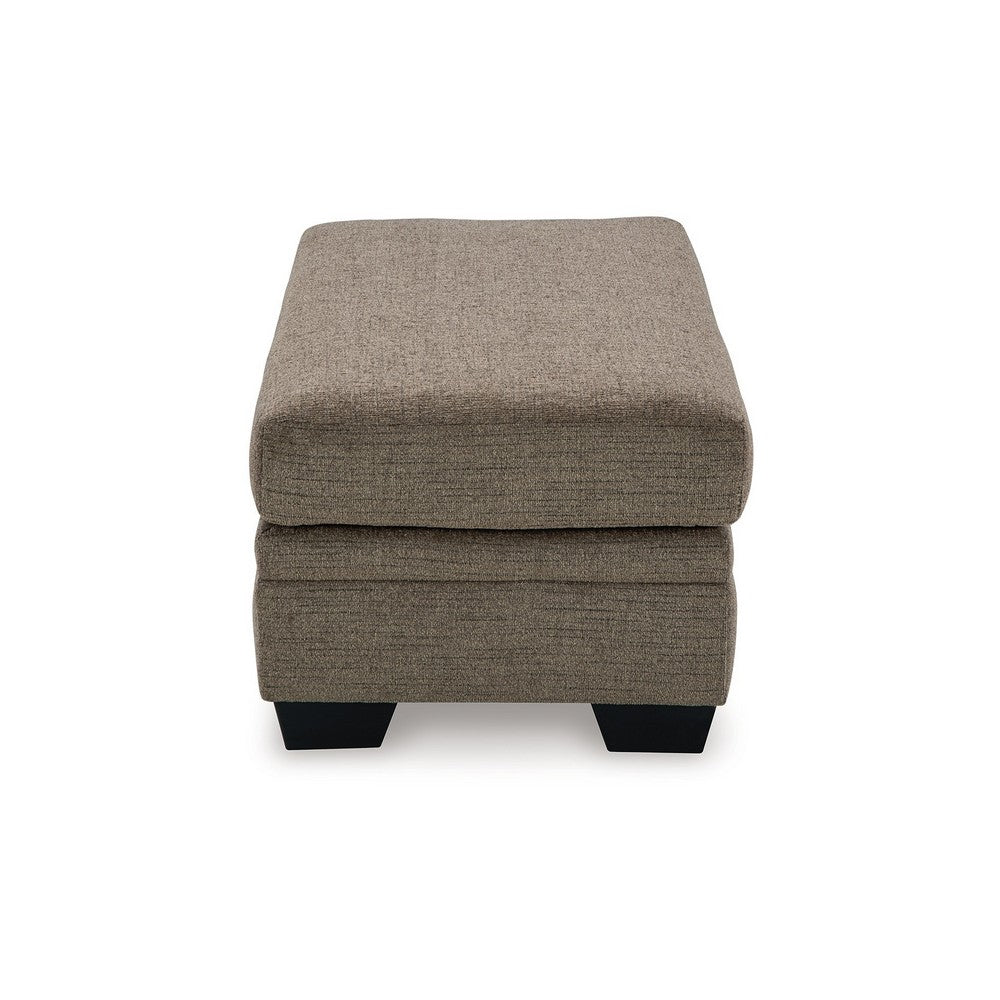 Benjara Ead Rectangular Ottoman Bench, Nutmeg Brown Polyester 24x44 Inch