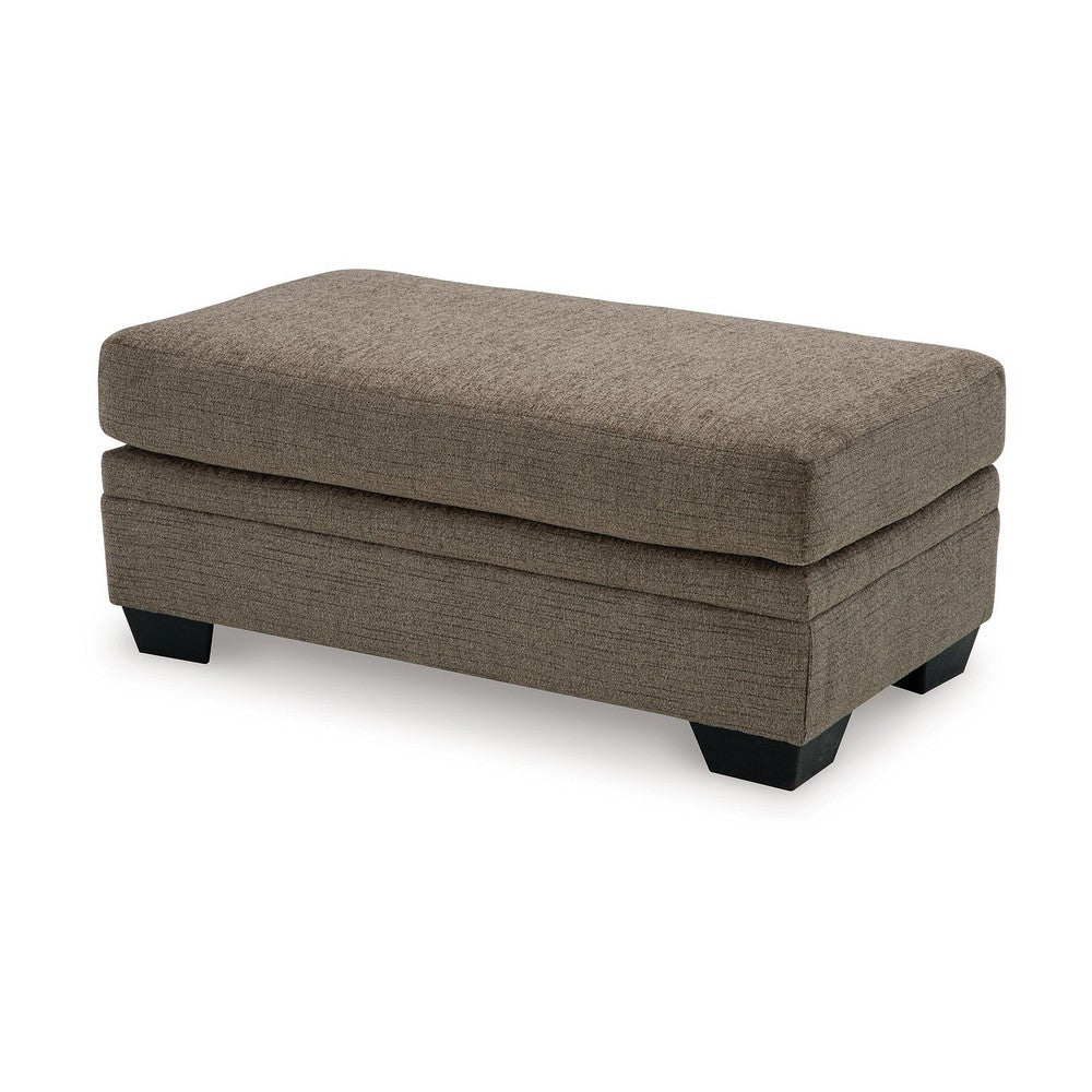 Benjara Ead Rectangular Ottoman Bench, Nutmeg Brown Polyester 24x44 Inch
