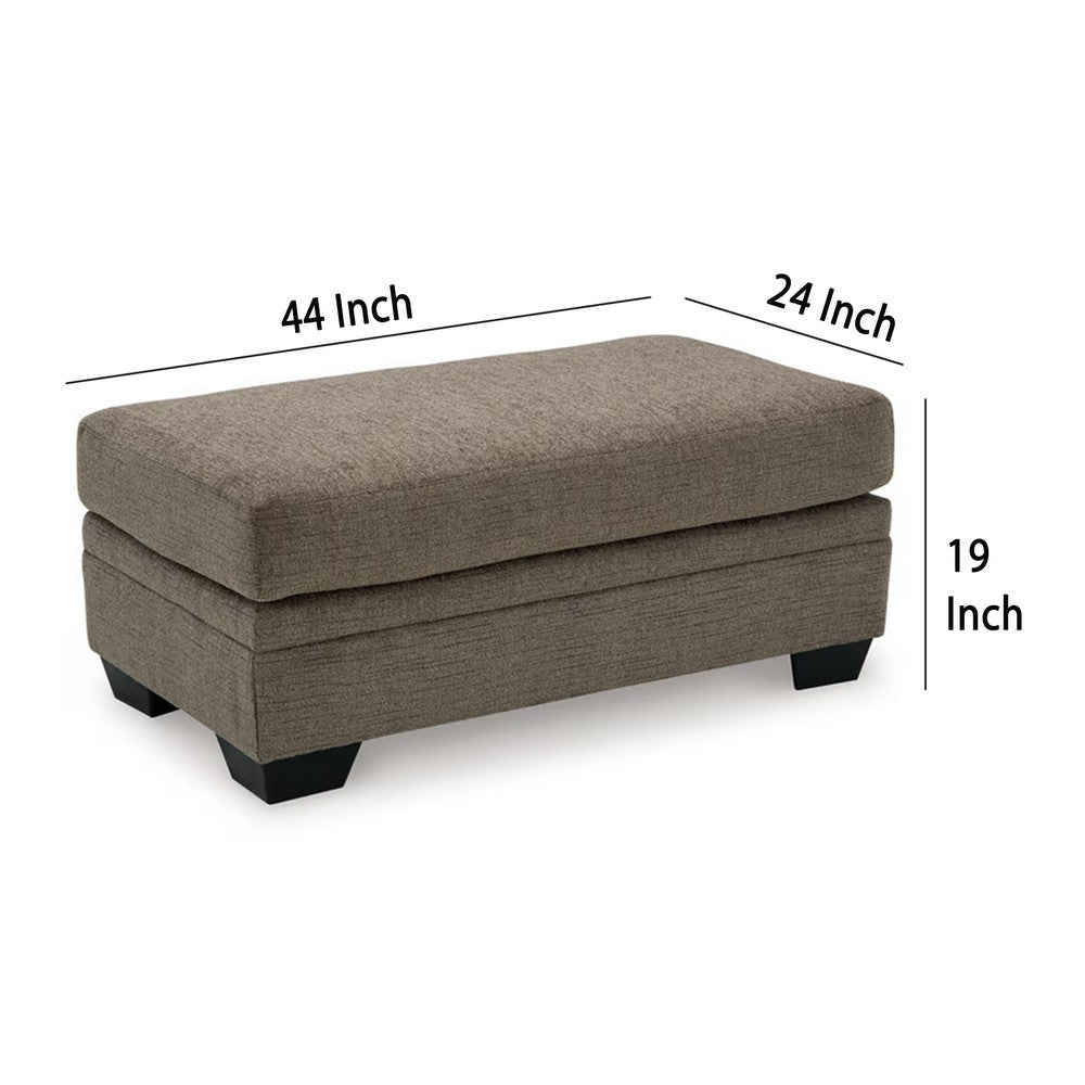Benjara Ead Rectangular Ottoman Bench, Nutmeg Brown Polyester 24x44 Inch