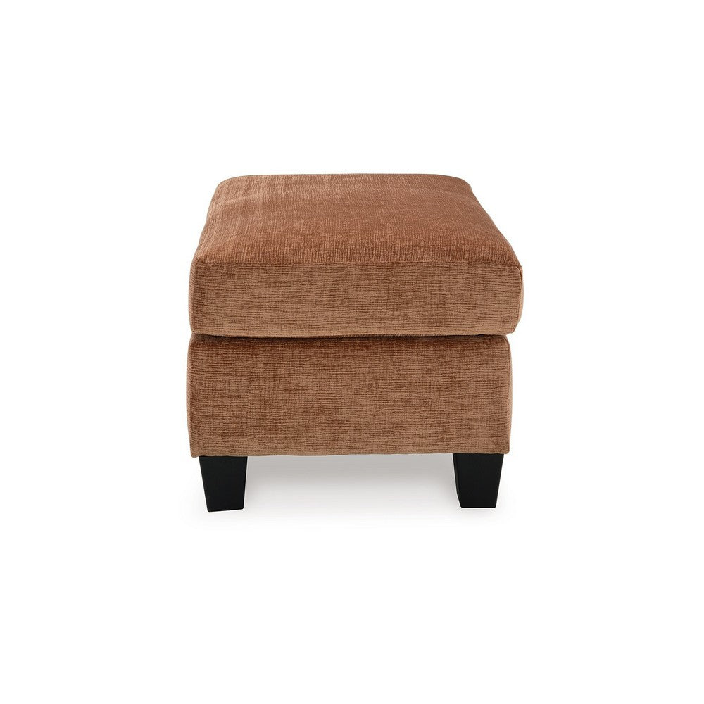 Benjara Emilia Rectangular Ottoman Bench, Soft Clay Brown Polyester 24x34 Inch