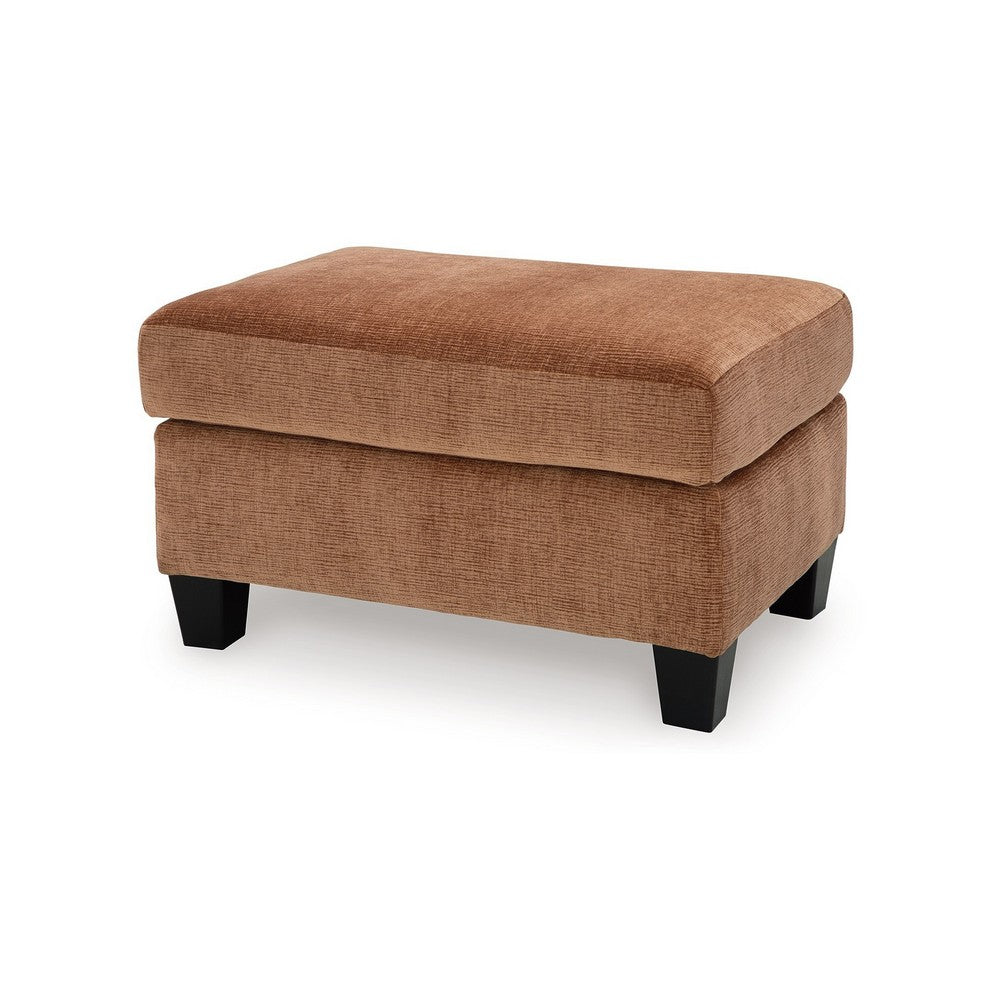 Benjara Emilia Rectangular Ottoman Bench, Soft Clay Brown Polyester 24x34 Inch