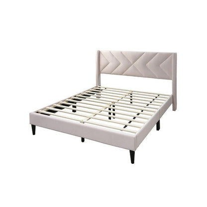 Benjara Reno Queen Size Bed, Modern X Channel Tufted Pink Velvet Upholstery