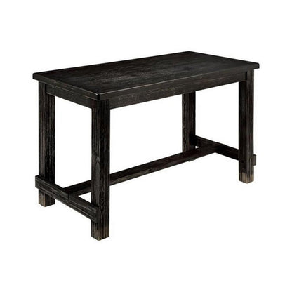 Benjara Bega 4pc Counter Height Table, Bench n Chair Set, Ivory Fabric, Black