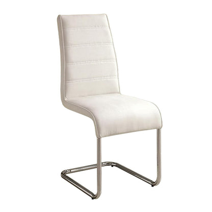 Benjara Fely 7pc Dining Table And Chair Set, Glass Top, White Faux Leather