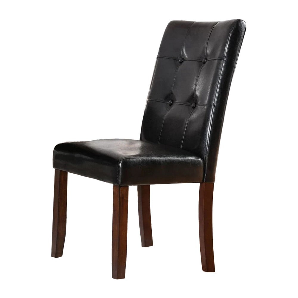 Benjara Ery 7pc Dining Table And Chair Set, Genuine Marble, Brown Faux Leather