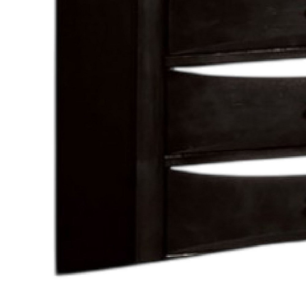 Benjara Simo Tall Dresser Chest, 5 Drawers, Chrome Handles, Modern Black Wood