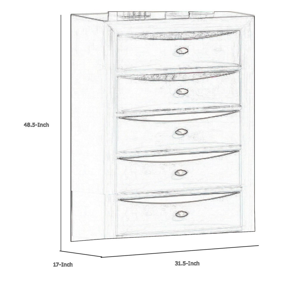 Benjara Simo Tall Dresser Chest, 5 Drawers, Chrome Handles, Modern Black Wood