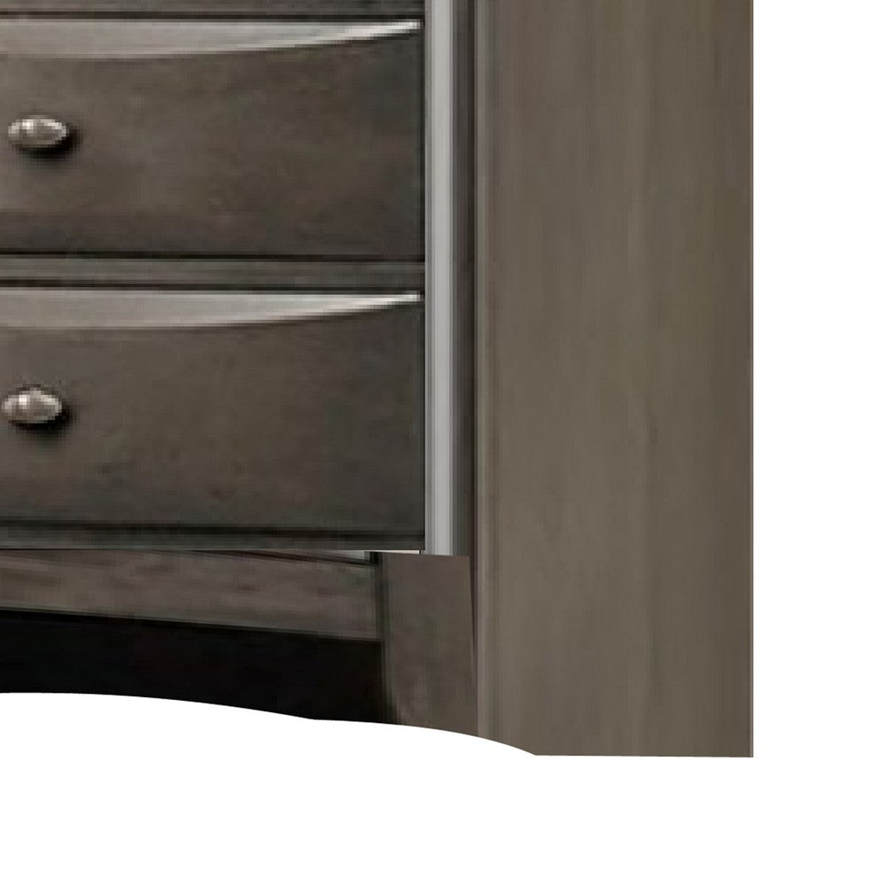 Benjara Simo Tall Dresser Chest, 5 Drawers, Chrome Handles, Modern Dark Gray