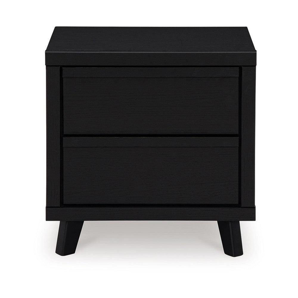 Benjara Danzi Nightstand, 2 Storage Drawers, 22 Inch, Modern Black Laminate