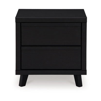 Benjara Danzi Nightstand, 2 Storage Drawers, 22 Inch, Modern Black Laminate