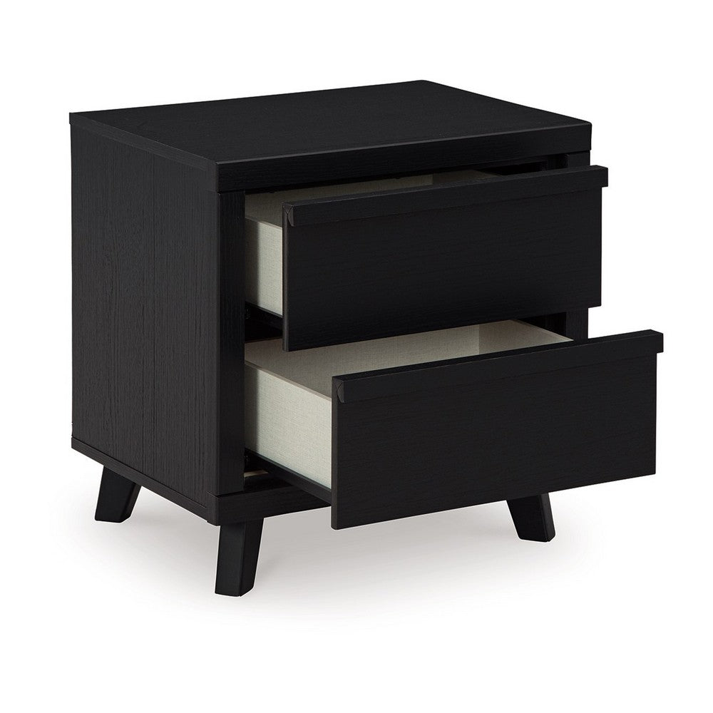 Benjara Danzi Nightstand, 2 Storage Drawers, 22 Inch, Modern Black Laminate