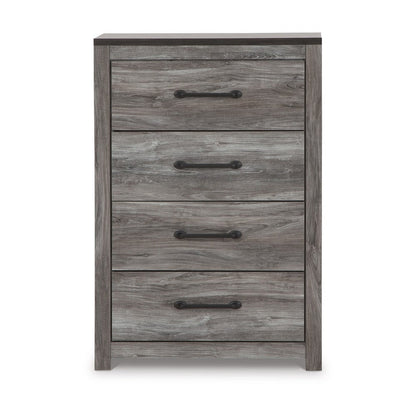 Benjara Bono Tall Dresser Chest, 4 Storage Drawers, Wood Grain Gray Finish