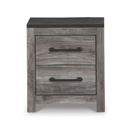 Benjara Bono Nightstand, 2 Storage Drawers, 25 Inch, Wood Grain Gray Finish
