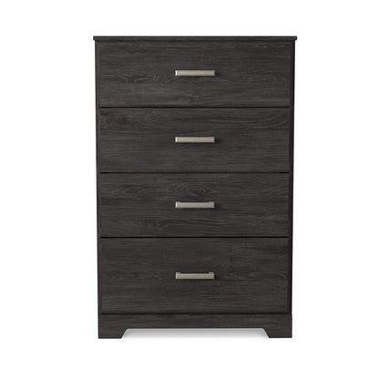 Benjara Cyme Tall Dresser Chest, 4 Drawer, Modern Dark Charcoal Brown Laminate