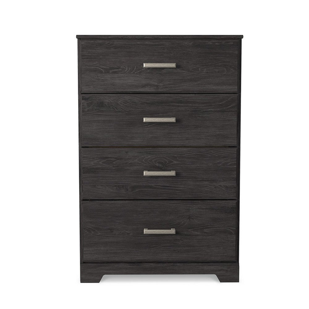 Benjara Cyme Tall Dresser Chest, 4 Drawer, Modern Dark Charcoal Brown Laminate